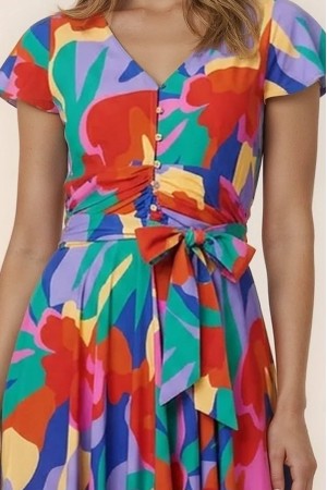Rochie maxi inflorata Roh Dr4817 Multicolora din Viscoza cu buzunare Rochie maxi inflorata Roh Dr4817 Multicolora din Viscoza cu buzunare