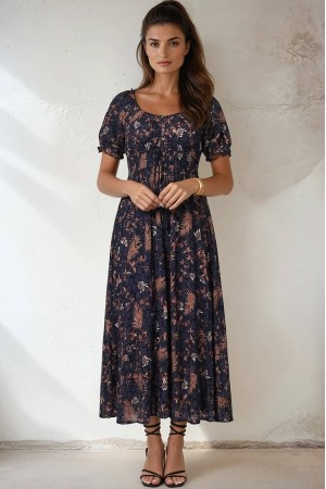 Rochie maxi Roh DR4823  Multicolour cu buzunare 