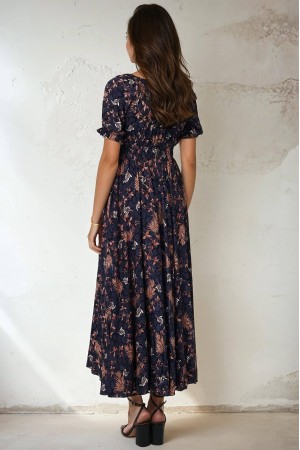 Rochie maxi Roh DR4823  Multicolour cu buzunare 