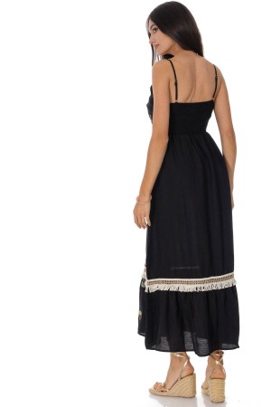  Summer maxi dress in cotton and linen with embroidery DR4825