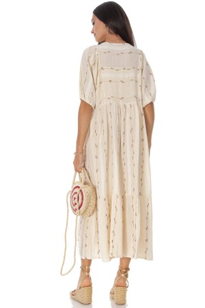  Cotton maxi dress with delicate embroidery in Cream DR4826