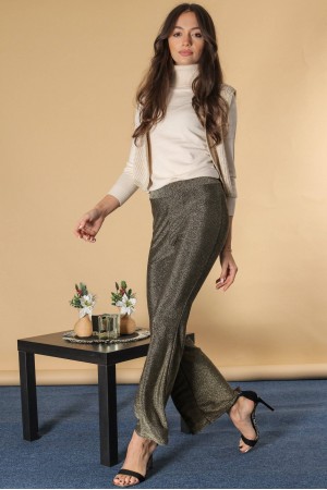 Elegant boot cut trousers in Bronze lurex, Aimelia TR503