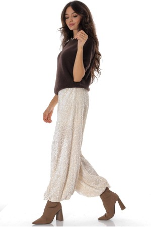 Elegant harem style sequinned trousers in Cream Aimelia TR565