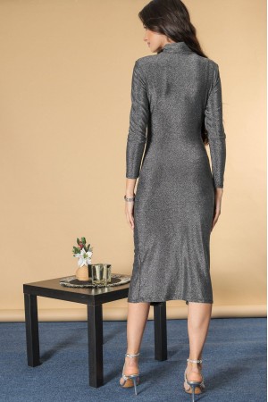 Elegant midi dress in Grey lurex, Aimelia DR4646