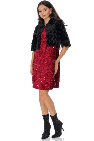 Faux fur short bolero in Black Aimelia JR674