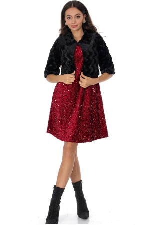 Faux fur short bolero in Black Aimelia JR674