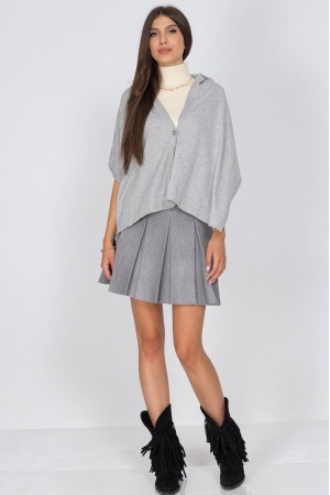 Fine knit wool blend shawl with buttons in Grey Aimelia Br2795