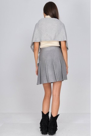 Fine knit wool blend shawl with buttons in Grey Aimelia Br2795