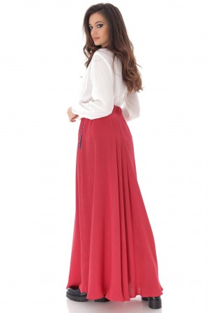 Skirt, Aimelia FR465, Red with white spots, maxi, with pockets.