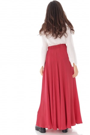 Skirt, Aimelia FR465, Red with white spots, maxi, with pockets.