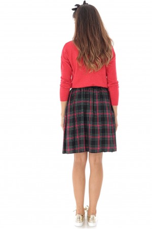 Tartan check pleated skirt, Aimelia - FR460