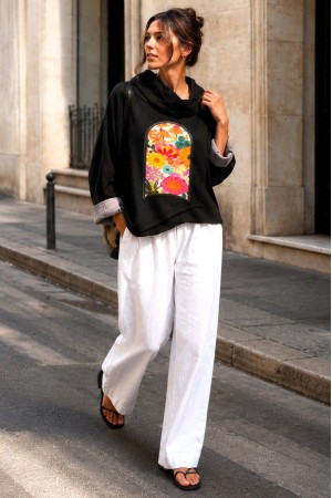 Women’s Black Floral Print Jacket JR686