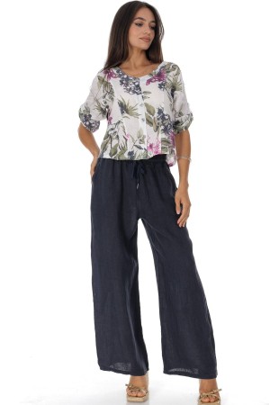 Short floral linen jacket in Beige Roh Jr680