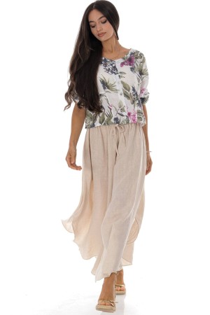 Short floral linen jacket in Beige Roh Jr680