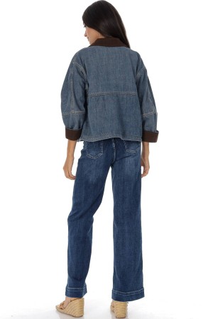 Casual denim jacket with pockets in cotton  Roh JR683