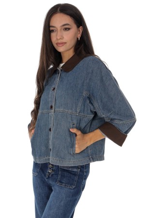 Casual denim jacket with pockets in cotton  Roh JR683