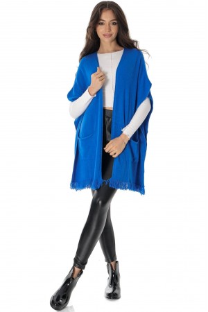 Long cardigan with fringe detail in Blue, Aimelia BR2735