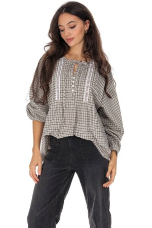 Oversized cotton boho top in Beige  Aimelia BR2953