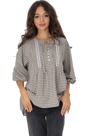 Oversized cotton boho top in Beige  Aimelia BR2953