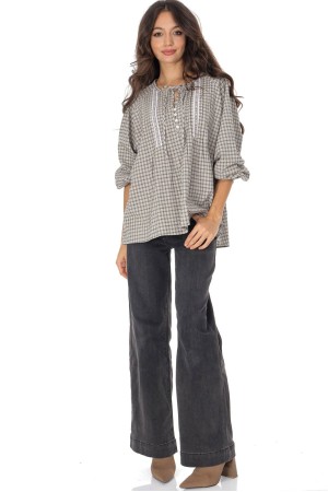 Oversized cotton boho top in Beige  Aimelia BR2953