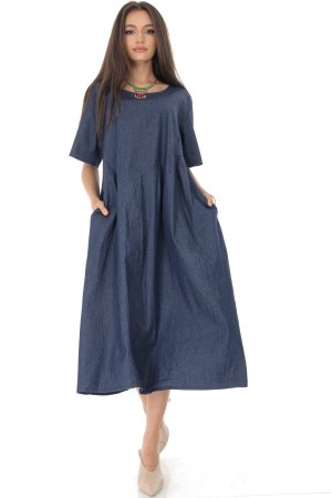 Oversized dress, Aimelia Dr4396, in Denim, with two pockets.