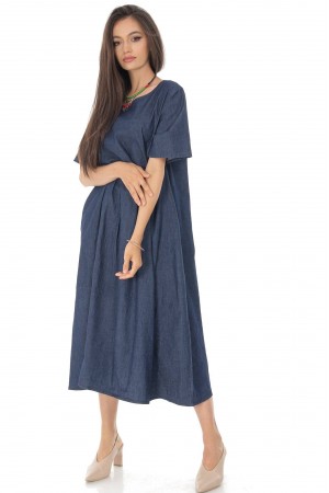 Oversized dress, Aimelia Dr4396, in Denim, with two pockets.