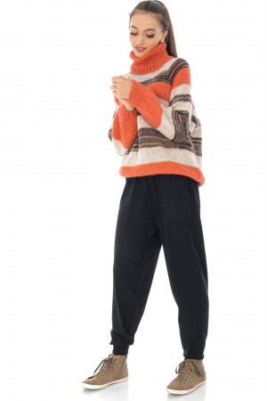 Oversized striped jumper BR2526 Orange with mohair