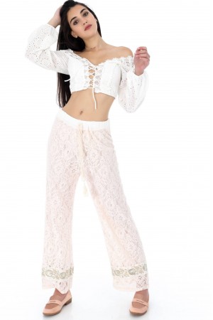 Super cream casual lace trouser - Aimelia  - TR279