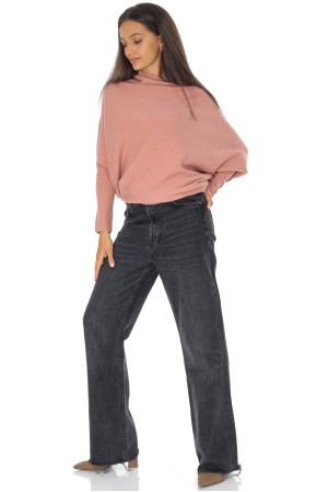 Cozy Women’s Sweater with Asymmetric Cut Peach BR2903 Cozy Women’s Sweater with Asymmetric Cut Peach BR2903