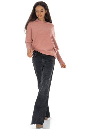 Cozy Women’s Sweater with Asymmetric Cut Peach BR2903 Cozy Women’s Sweater with Asymmetric Cut Peach BR2903