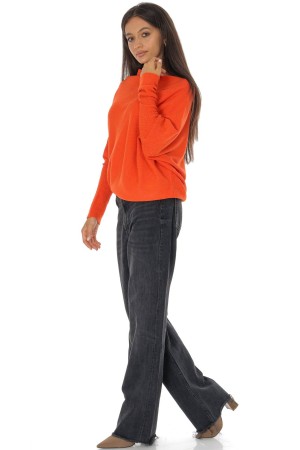 Cozy Women’s Sweater with Asymmetric Cut Orange BR2907 Cozy Women’s Sweater with Asymmetric Cut Orange BR2907