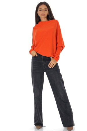 Cozy Women’s Sweater with Asymmetric Cut Orange BR2907 Cozy Women’s Sweater with Asymmetric Cut Orange BR2907