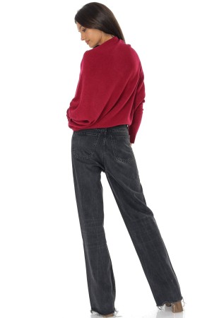 Cozy Women’s Sweater with Asymmetric Cut Wine BR2905 Cozy Women’s Sweater with Asymmetric Cut Wine BR2905