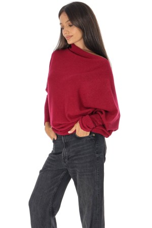 Cozy Women’s Sweater with Asymmetric Cut Wine BR2905 Cozy Women’s Sweater with Asymmetric Cut Wine BR2905
