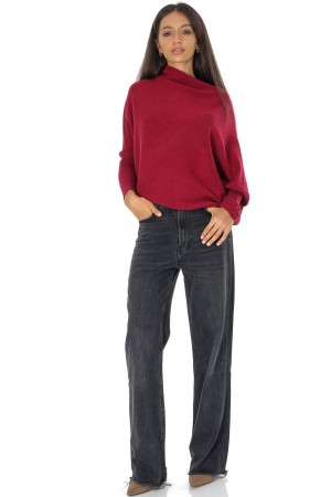 Cozy Women’s Sweater with Asymmetric Cut Wine BR2905 Cozy Women’s Sweater with Asymmetric Cut Wine BR2905