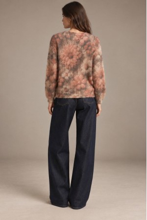 Peach Pastel Floral Mohair Jumper - AIMELIA BR3017