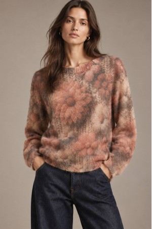 Peach Pastel Floral Mohair Jumper - AIMELIA BR3017