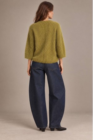 Lime Oversized Kid Mohair Jumper - AIMELIA BR3013 Lime Oversized Kid Mohair Jumper - AIMELIA BR3013