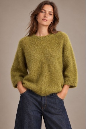 Lime Oversized Kid Mohair Jumper - AIMELIA BR3013 Lime Oversized Kid Mohair Jumper - AIMELIA BR3013