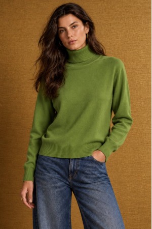 Green Soft Relaxed Polo Neck Jumper - AIMELIA BR3037