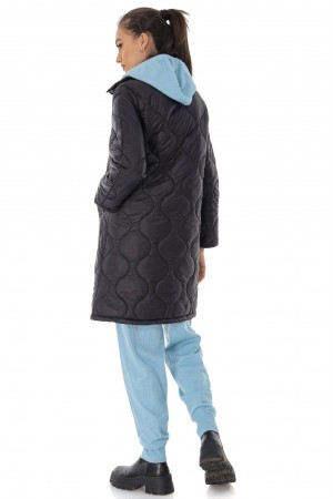 Quilted coat Aimelia JR580-B Black with a contrasting zip