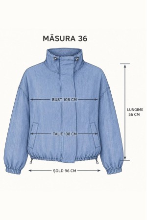 Relaxed High Neck Jacket in Denim Blue Roh JR689 Relaxed High Neck Jacket in Denim Blue Roh JR689
