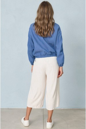 Relaxed High Neck Jacket in Denim Blue Roh JR689 Relaxed High Neck Jacket in Denim Blue Roh JR689