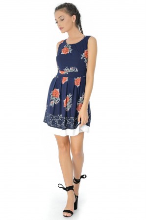 Navy floral sleeveless dress Aimelia - DR3437
