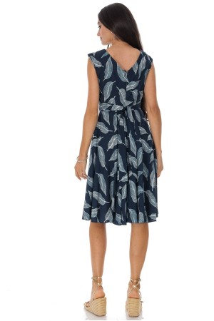Rochie clos cu buzunare si imprimeu cu frunze Blumarin Roh DR4808