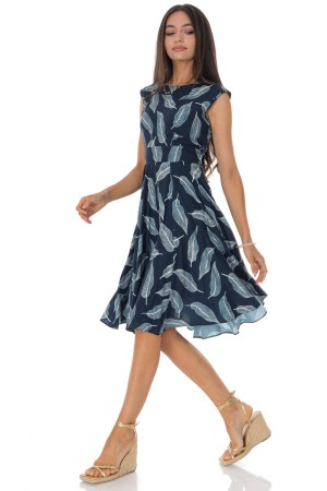 Rochie clos cu buzunare si imprimeu cu frunze Blumarin Roh DR4808