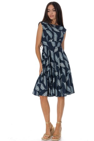 Rochie clos cu buzunare si imprimeu cu frunze Blumarin Roh DR4808