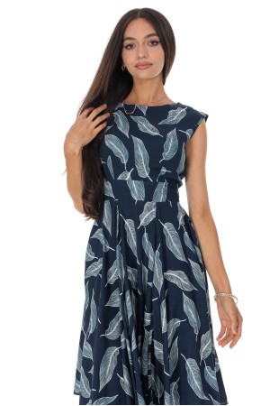 Rochie clos cu buzunare si imprimeu cu frunze Blumarin Roh DR4808