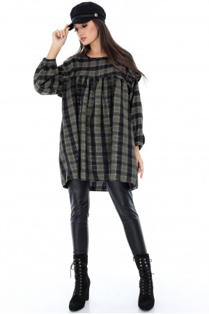 Oversized Tunic in check fabric - Aimelia - DR3194