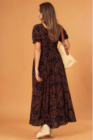 Women’s Printed Maxi Dress with Short Sleeves  DR4852